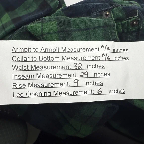 Joe Fresh Women's Plaid Corduroy Velvet Pants Green Blue Size 6 Slim Fit - Picture 6 of 6